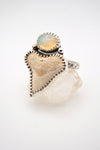 ~White Shark Tooth & Welo Opal Ring~ Size 7.5 Adjustable