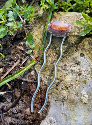 ~Mexican Fire Opal Hairpin~