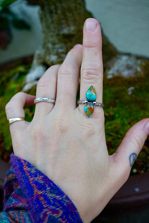~•Kings Manassa Doüble Turquoise Ring•~ {Size 8.5}
