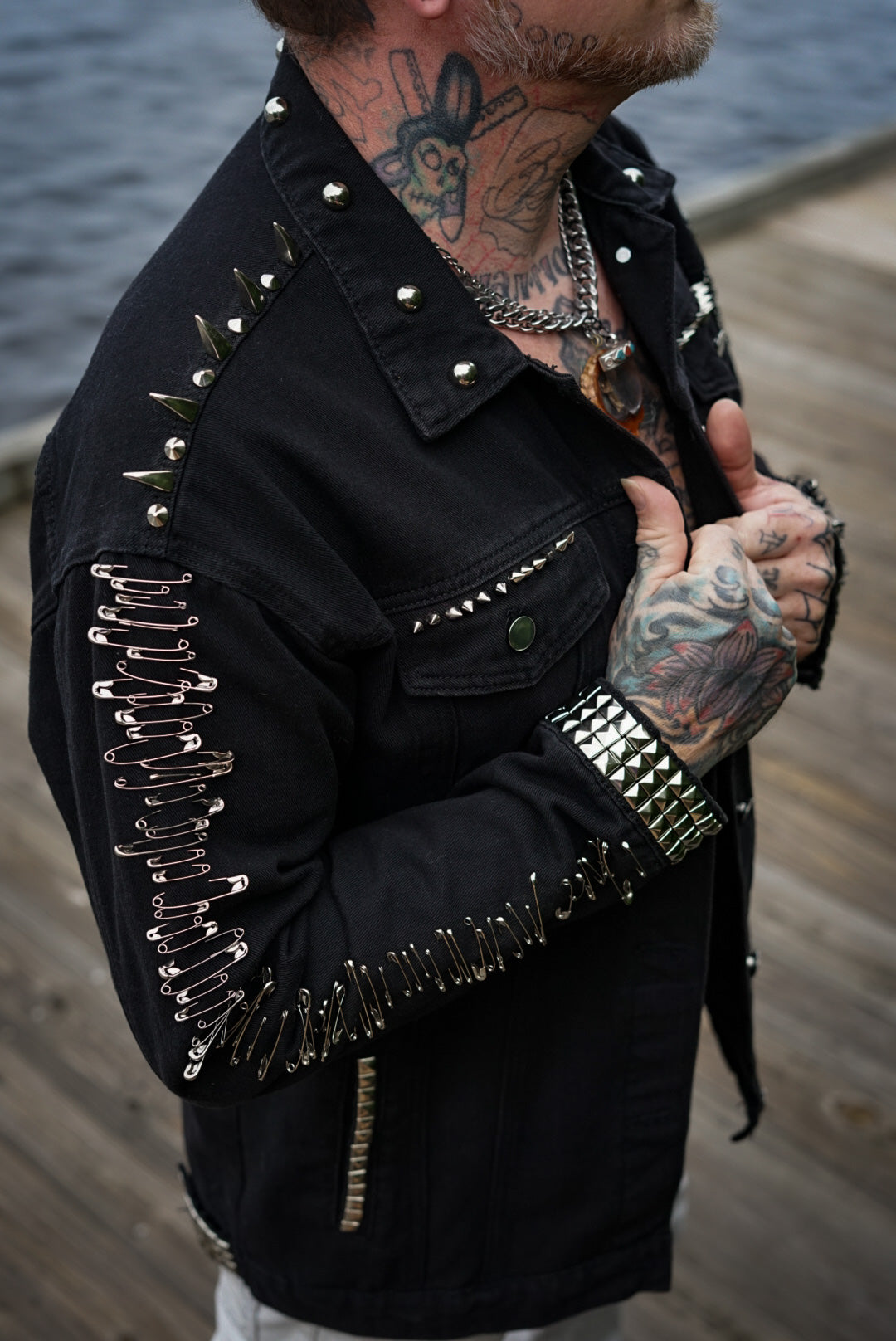 ~•Tiamat•~ Size L-XL Mens Goth Punk Studded Jacket