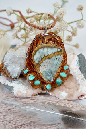 ~•Fossilizëd Ambër & Raw Nëvada Turquoisë Pinecone•~ Size XL