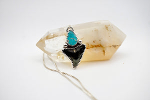 ~Bull Shark Tooth & Turquoise Pendant~ 18” Chain