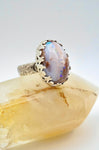 White Mexican Fire Opal Sterling Silver Ring Size 9
