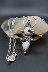 ~White Buffalo Turquoise and Faceted Onyx Heirloom Sterling Silver Pendant~