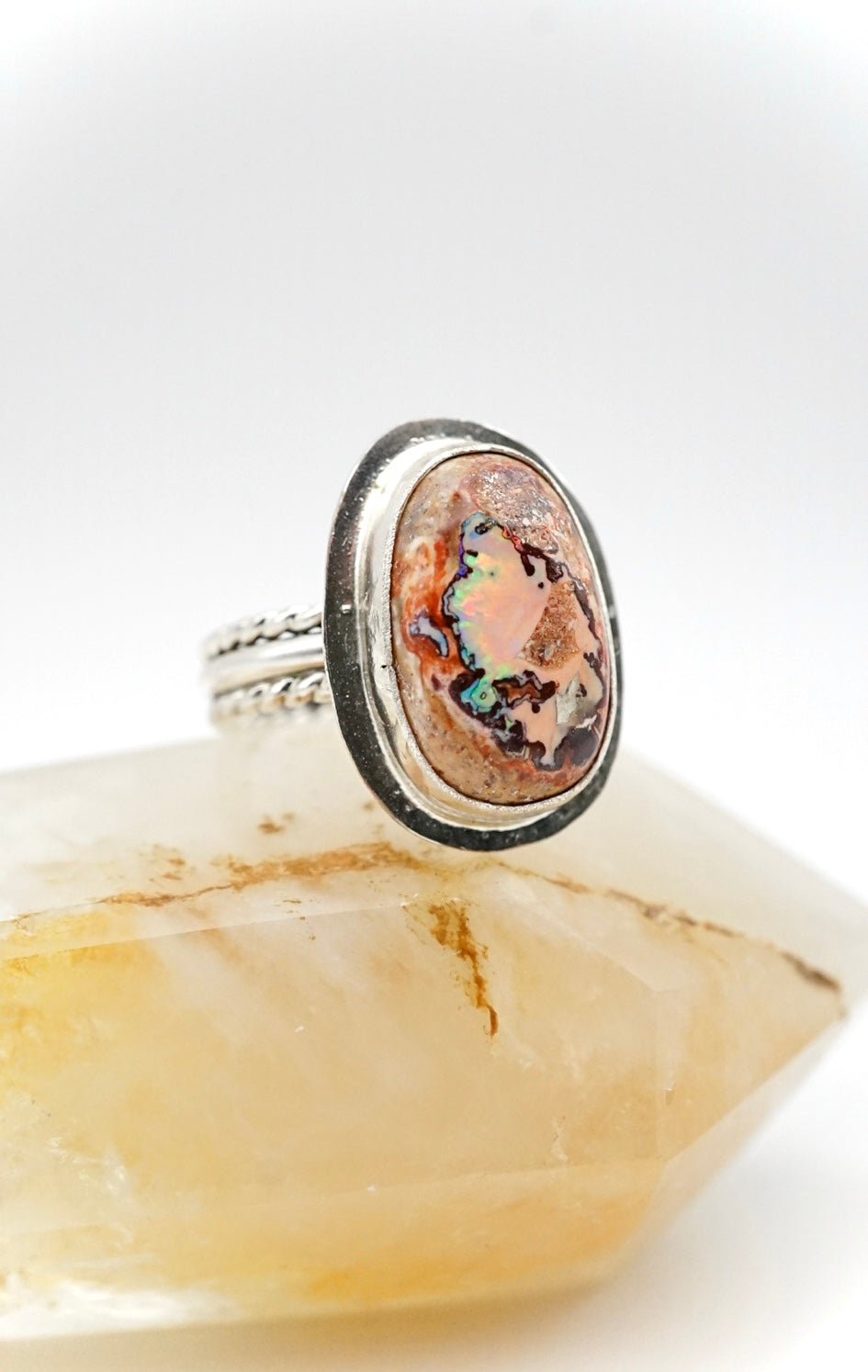 Mexican Fire Opal Sterling Silver Ring Size 8