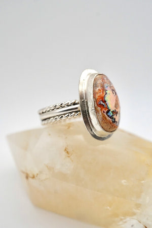 Mexican Fire Opal Sterling Silver Ring Size 8