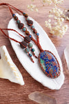 ~•Azurite Malachite Macrame Amulet•~