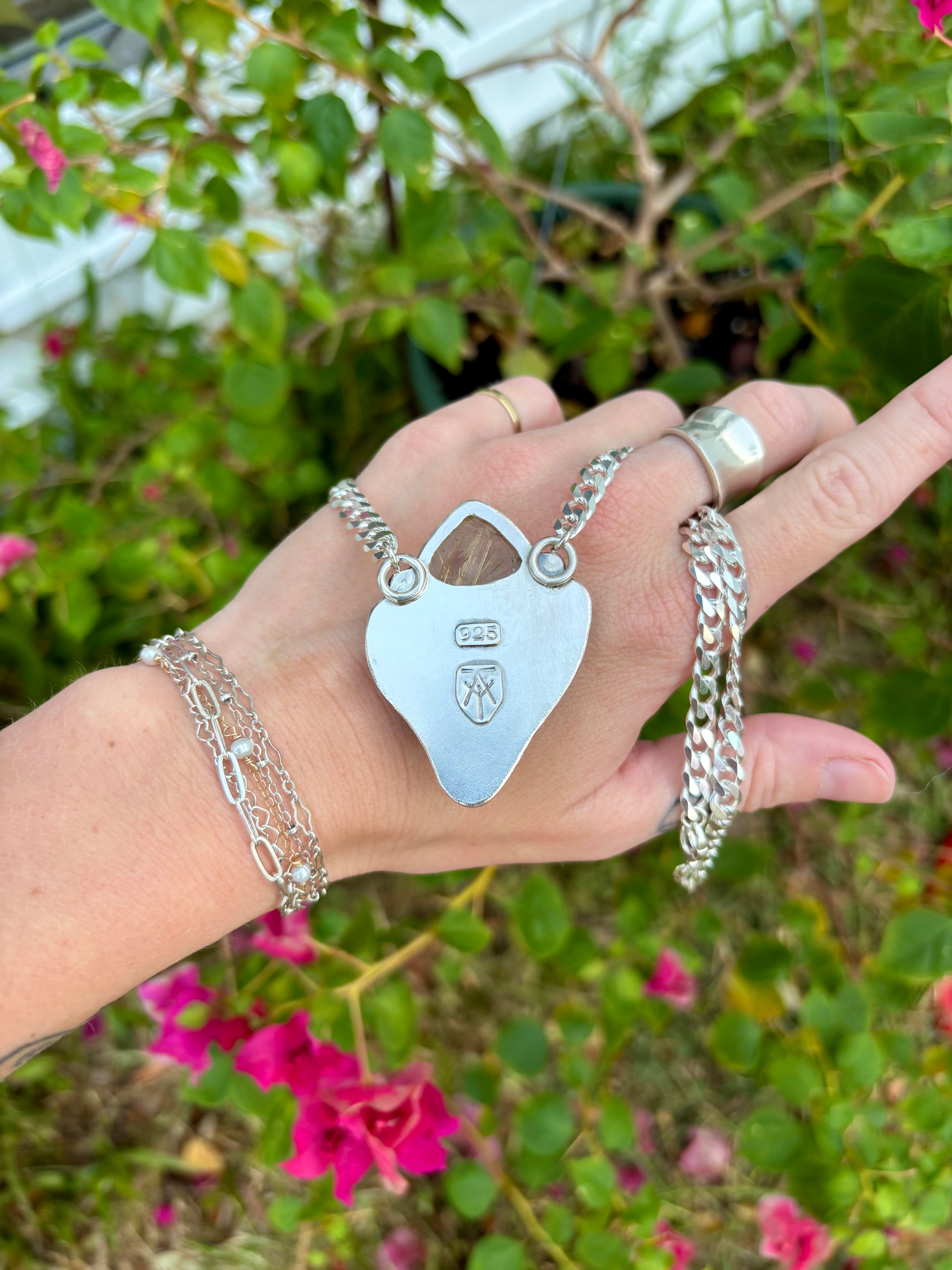 ~•Megalodon Toøth & Rutîle Quartz Statement Necklace•~