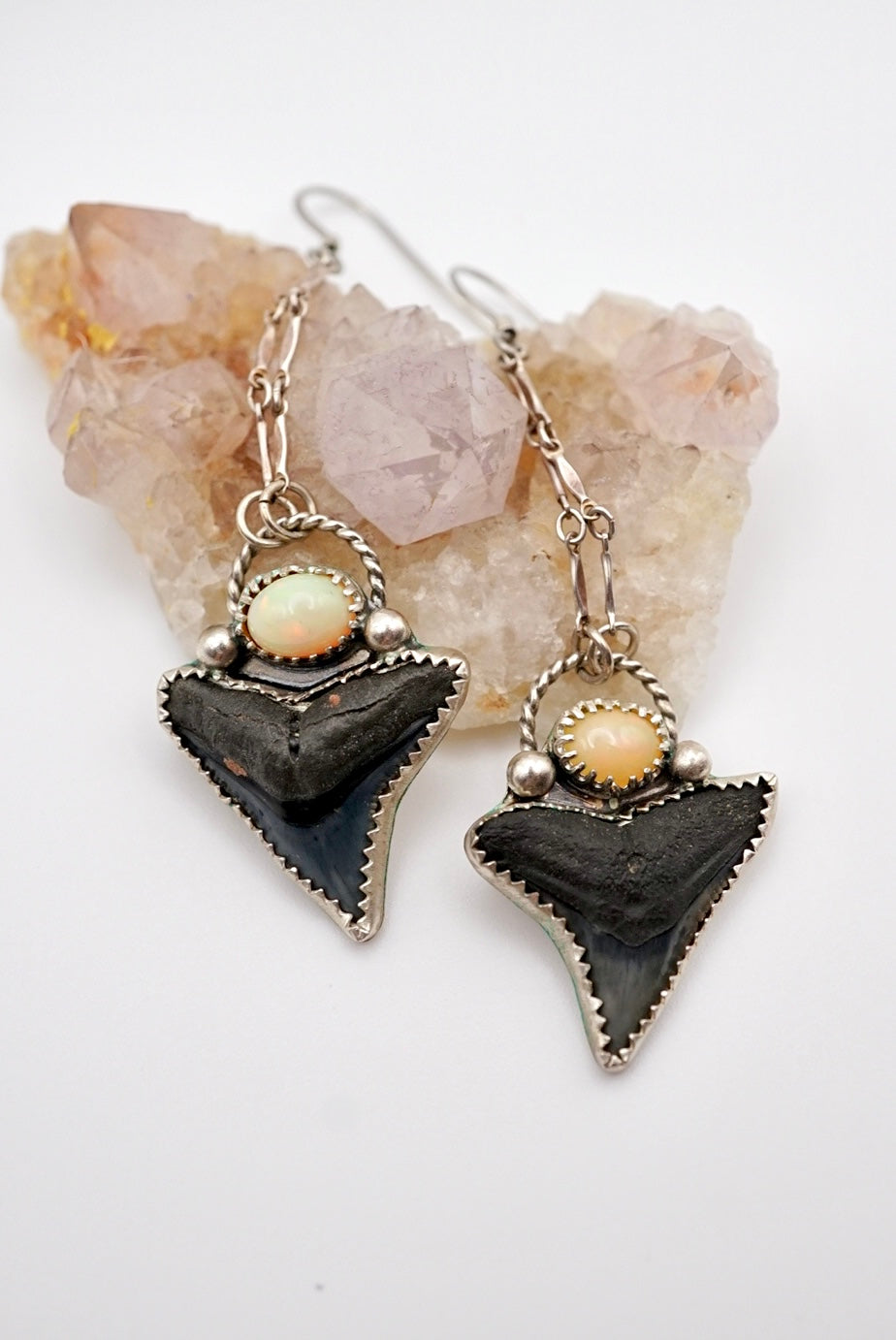 ~Welo Opal + Bull Shark Teeth Earrings~