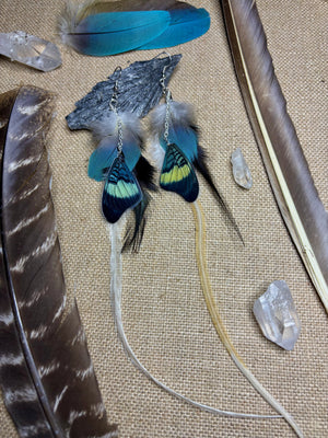 ~•Möther Moøn Earrings•~ MaCaw Feathers