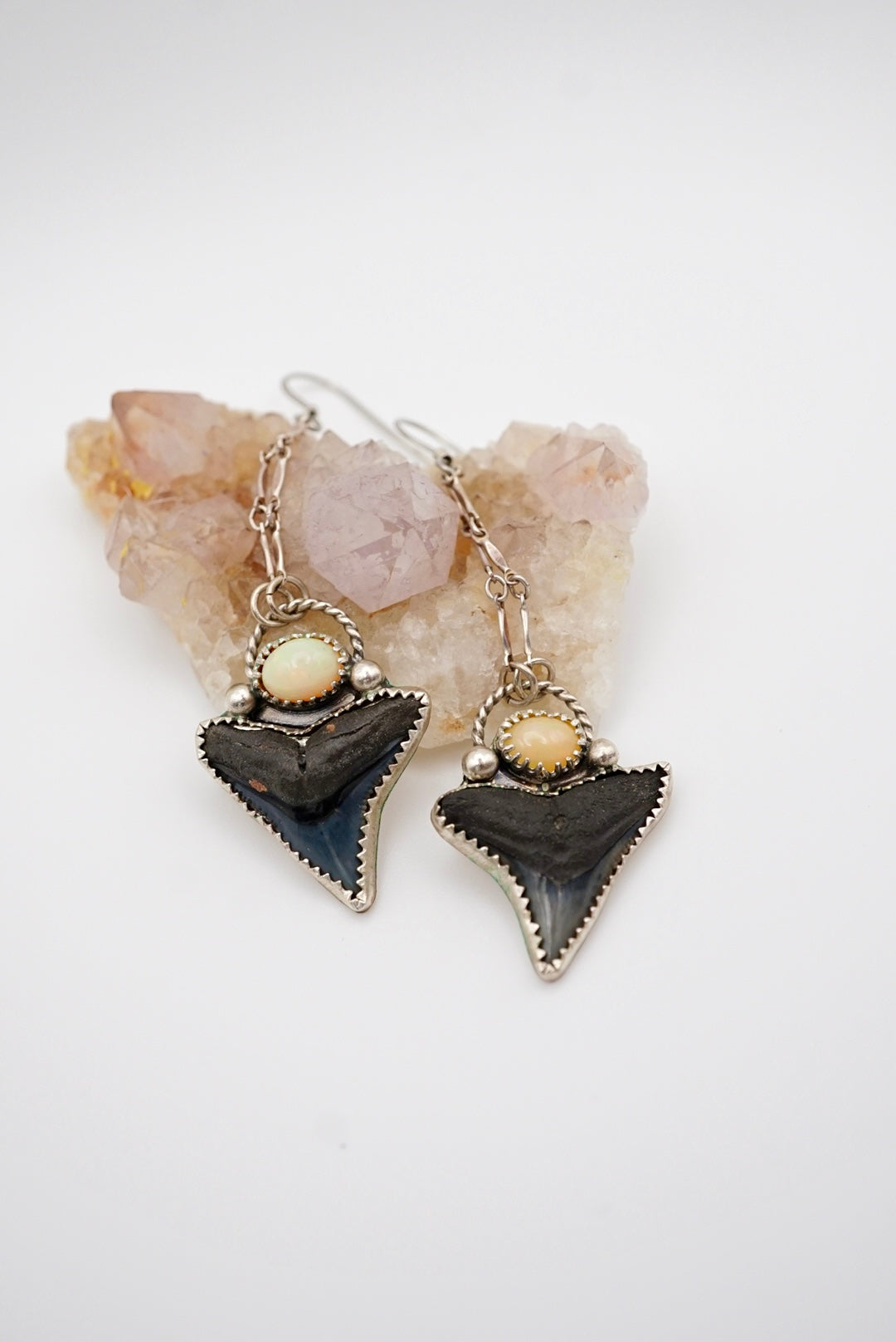 ~Welo Opal + Bull Shark Teeth Earrings~
