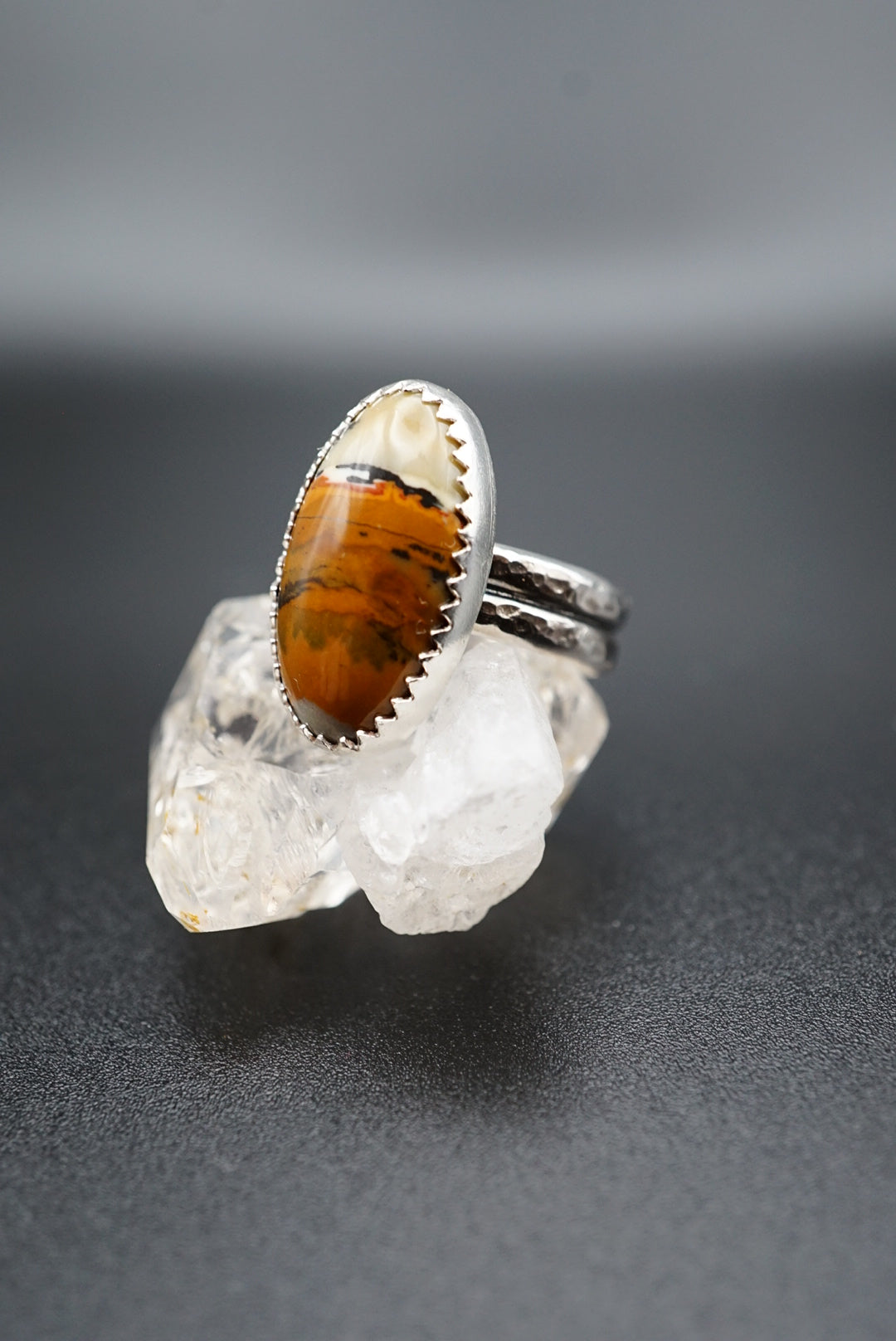 ~Jasper Hammered Band Ring~ Size 5
