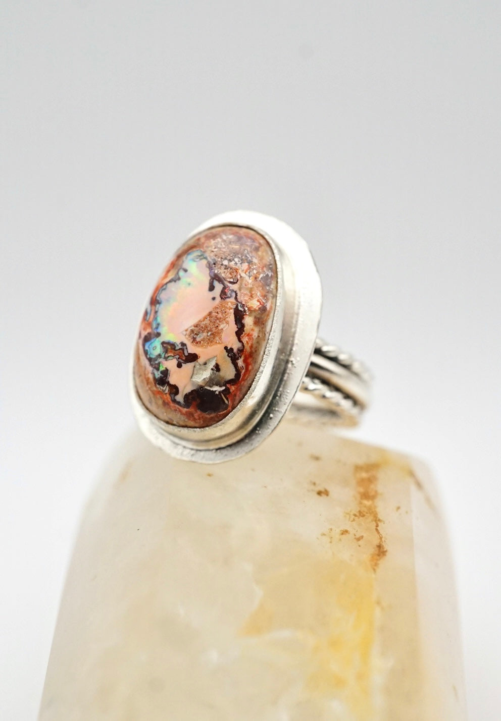 Mexican Fire Opal Sterling Silver Ring Size 8