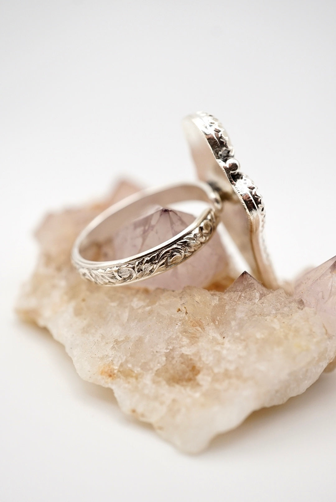 ~White Shark Tooth & Welo Opal Ring~ Size 7.5 Adjustable
