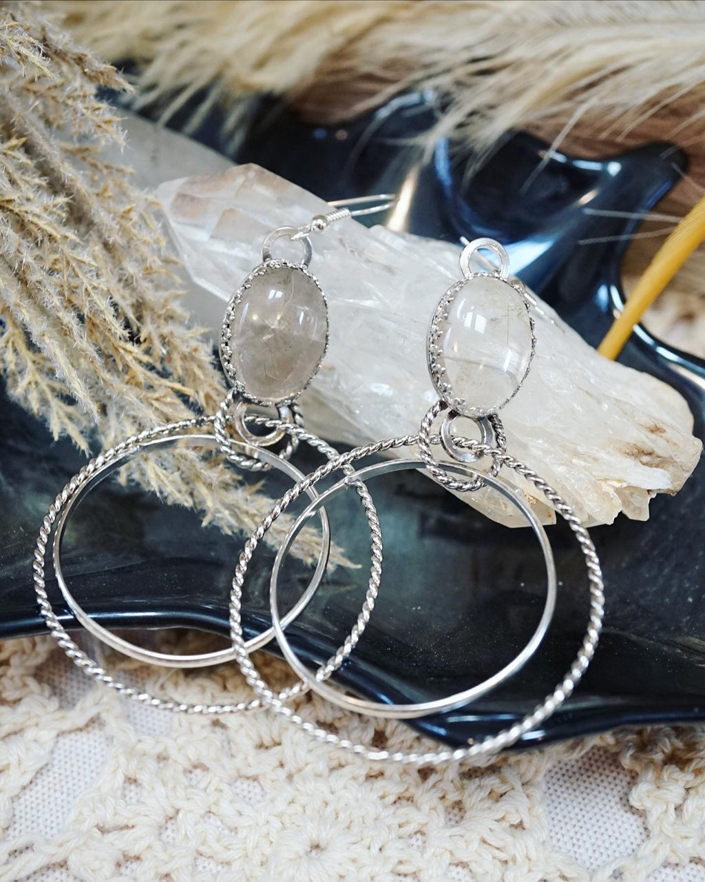 ~•Rutilatëd Quartž•~ Double Hoop Earrings