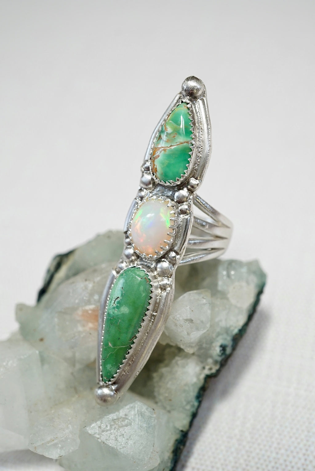 ~Athëna~ Double Turquoise & Opal Ring {Size 6}