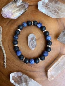 ~ Lapis Lazuli & Lava Beads Bracelet ~