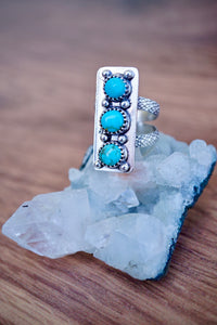~Triple Turquoise Chunky Ring~ {Size 7.5}