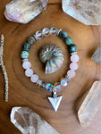 ~ African Turquoise, Aura Quartz, Rose Quartz and Arrow Bracelet ~