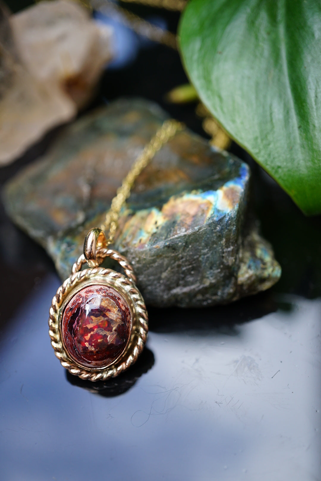 ~Mexican Cantëra Opal (2)~ 14k Gold Fill Amulet