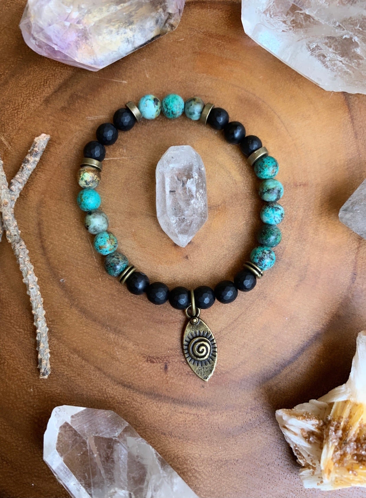 ~ African Turquoise & Onyx Bracelet ~