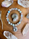 ~ Aura Quartz, Sea Sediment Jasper and Ammonite Shell Bracelet ~