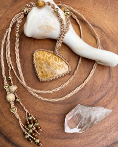 •• Cecîlia •• Fossilized Coral Enchanted Amulet (Multi-Wear Style)