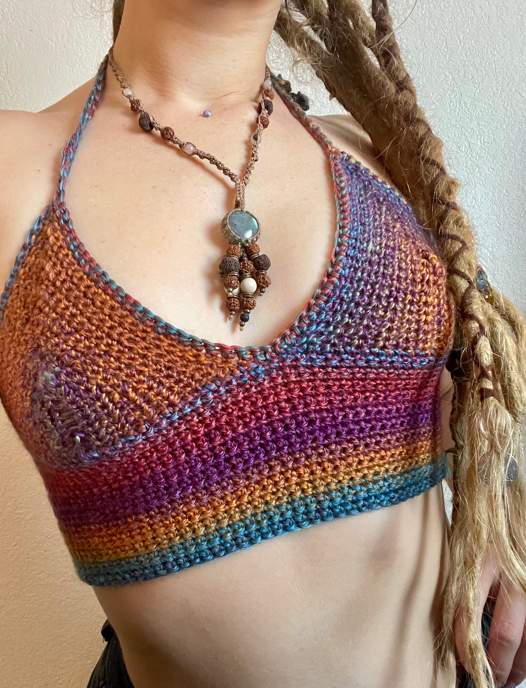 ~ Deep Rainbow Halter Top With Corset ~ Cup Size A/B