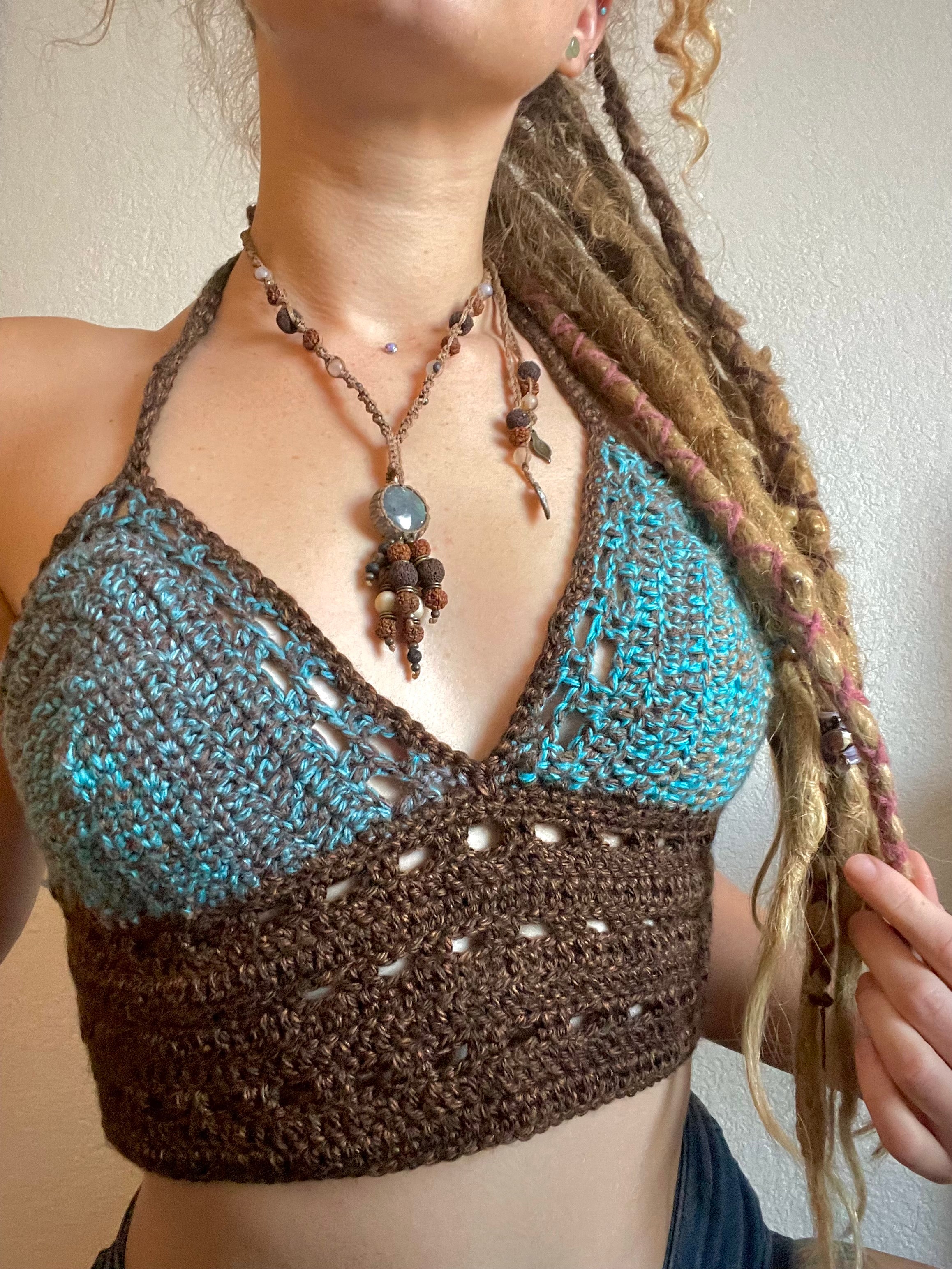 crochet bralette top – waterA