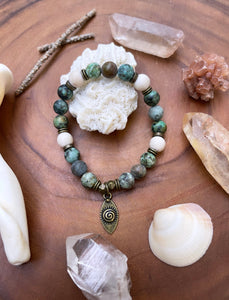 ~ African Turquoise & Fossil Coral Bracelet ~