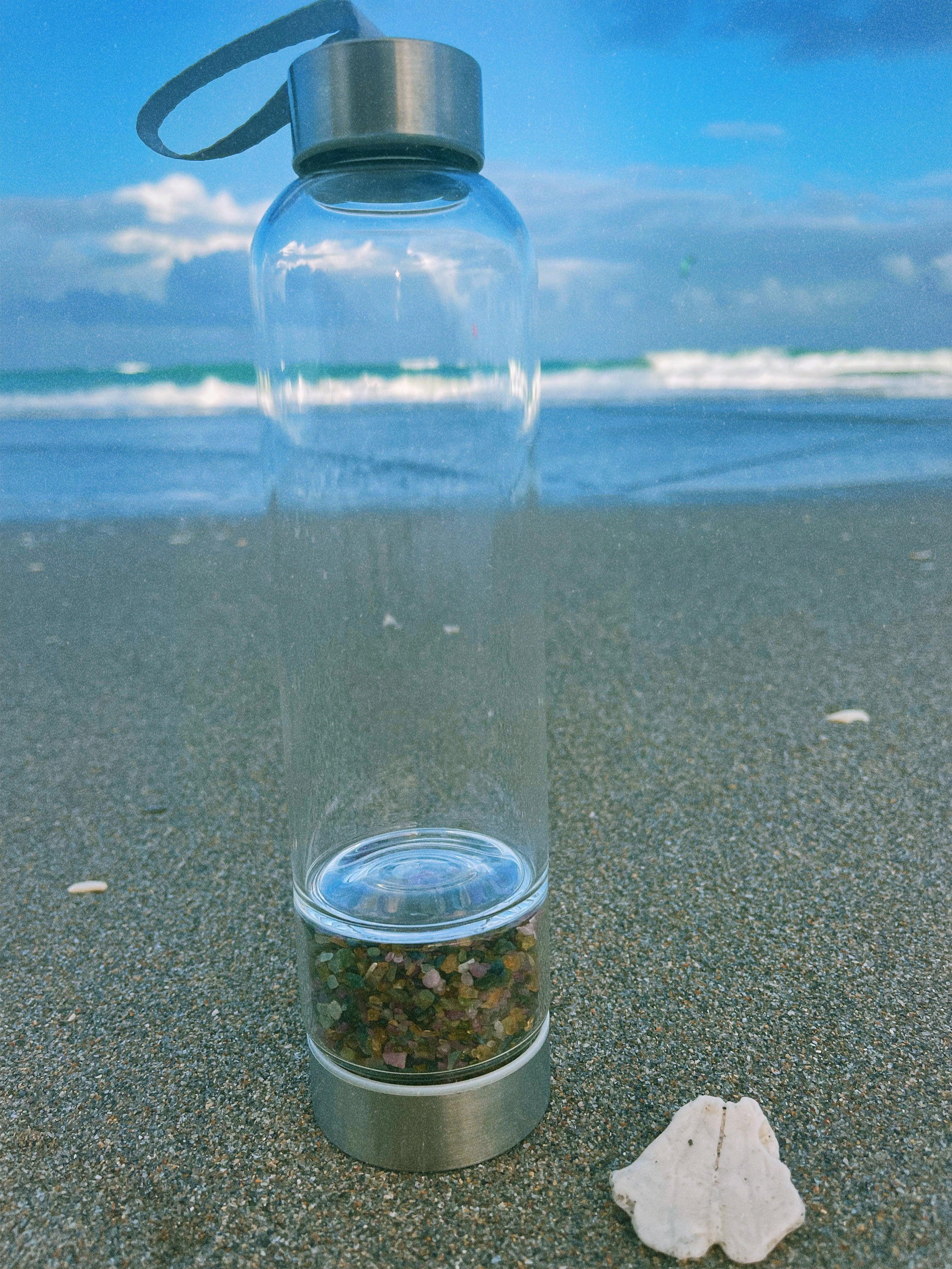 ~Toürmalinē Glass Gemstone Water Bottle~ With Case