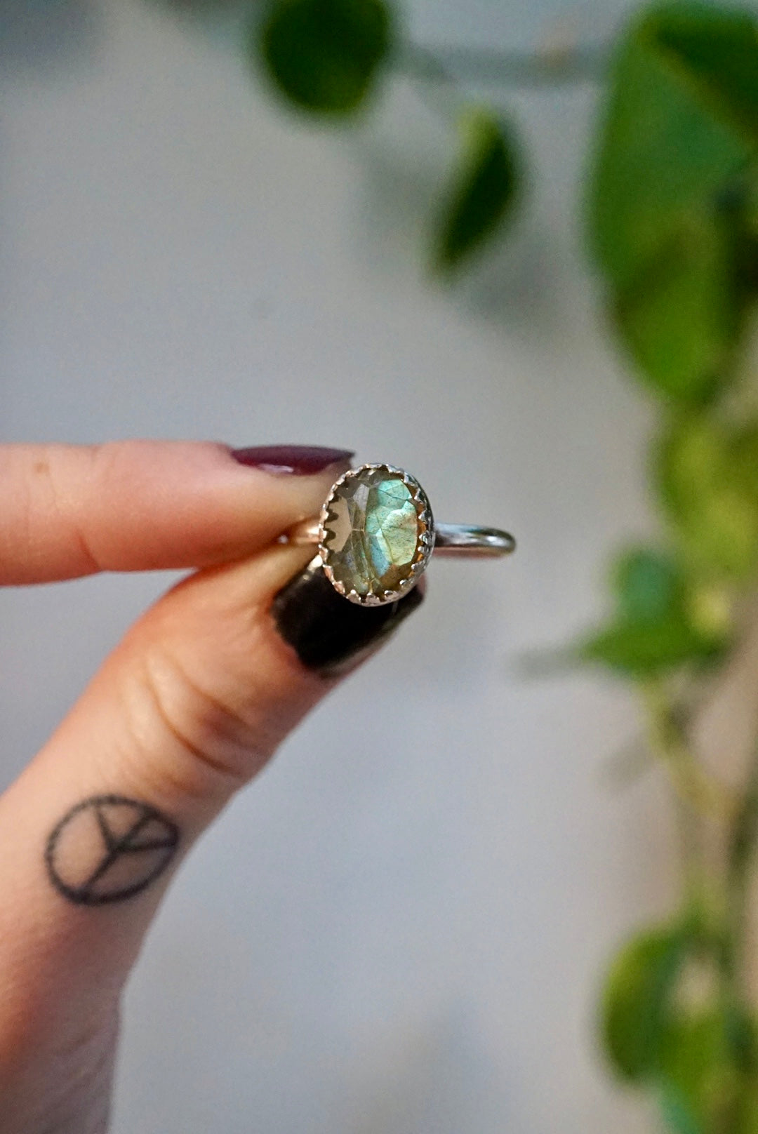 ~Faceted Labradorite Stacker Ring~ {Size 8.5}