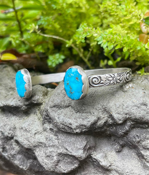~ Blue Ridge Double Turquoise ~ Cuff Bracelet (XS-S)