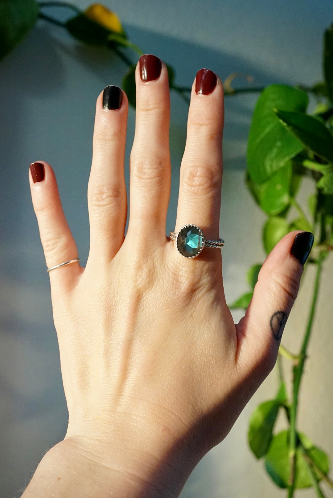 ~Faceted Labradorite Stacker Ring~ {Size 9}