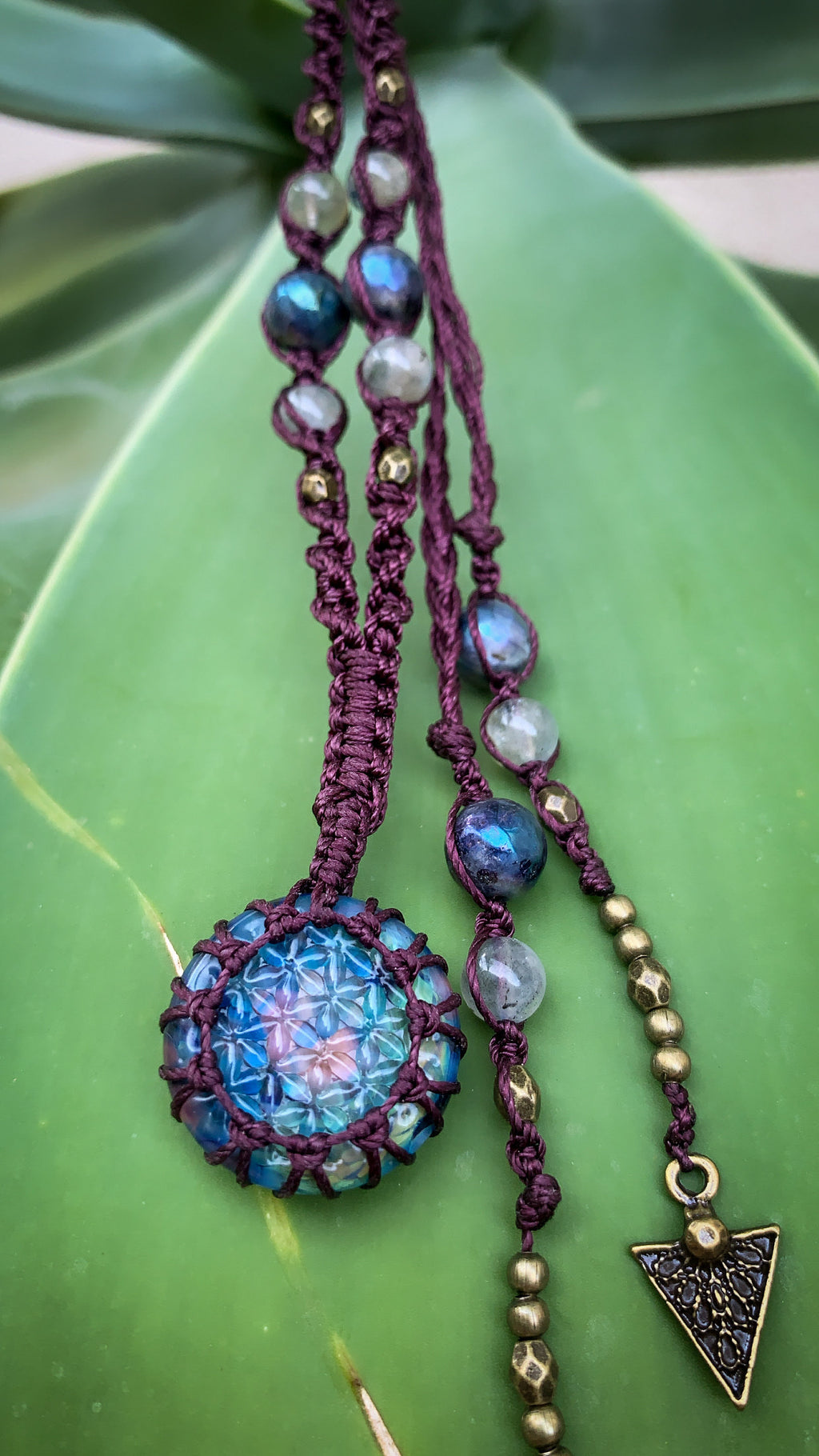 ~ Gypsëa ~ Lampwork Glass Flower of Life Enchanted Amulet