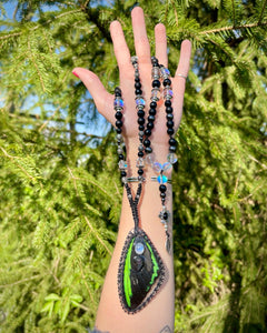 ~Butterfly Wing Mala~ With Moonstone & Tourmaline