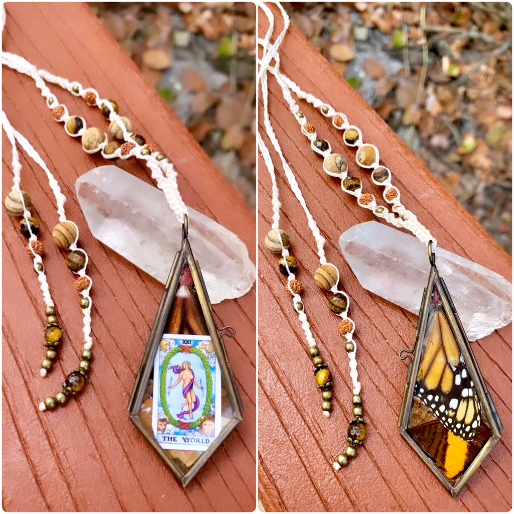 •• The Wørld Tarot •• Reversible Butterfly Wing Locket (Multi-Style Wear)